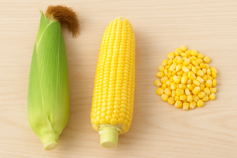 とうもろこし1本の重さは何グラム？皮付き・可食部で徹底比較