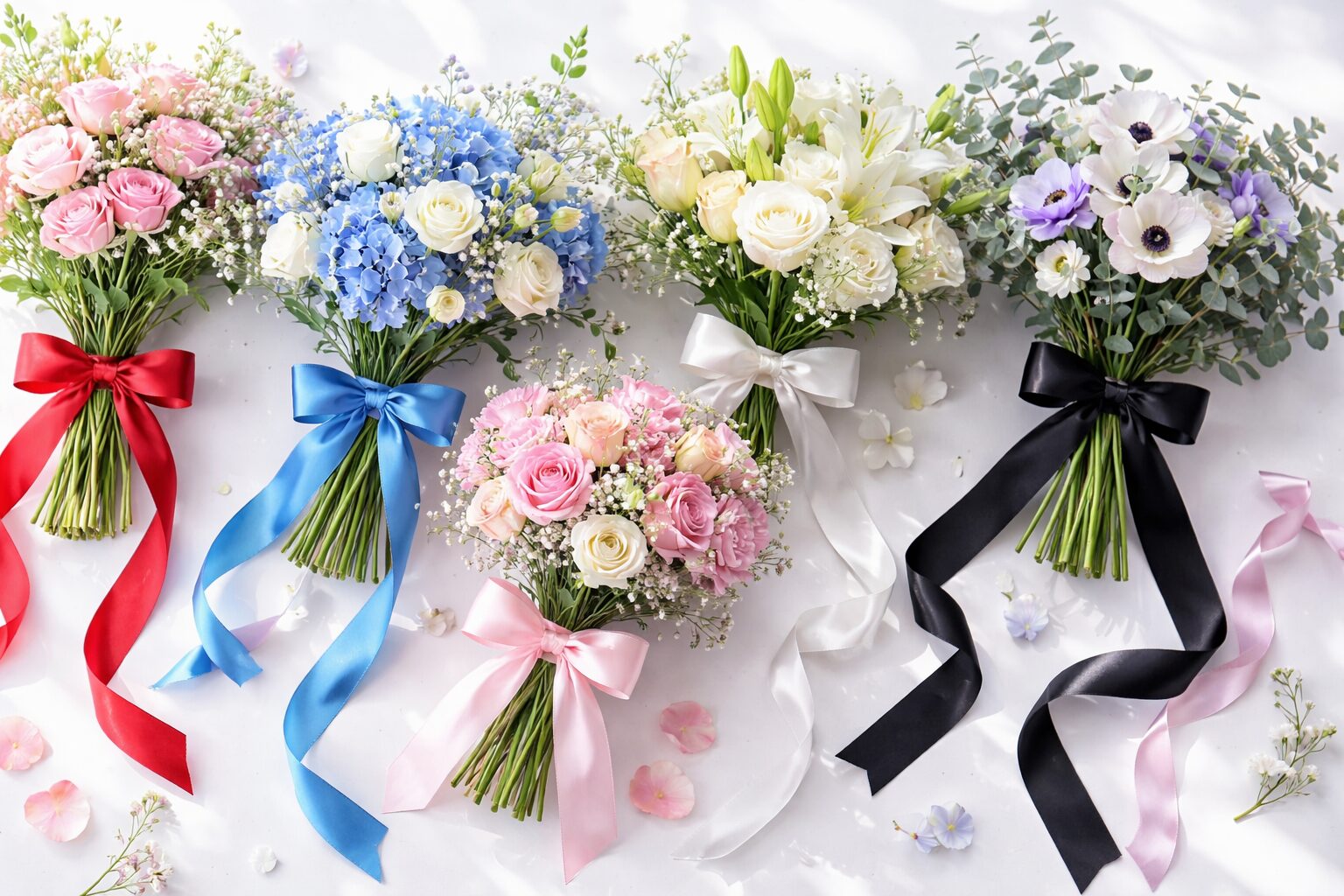 花束リボンの色意味一覧｜赤・青・白・黒などシーン別の選び方とマナー
