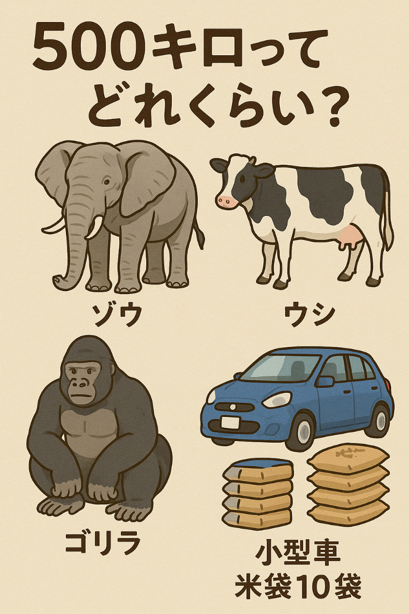 500キロってどれくらい？動物や身近なモノでわかる重さのリアル例