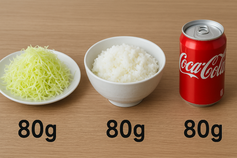 80gはどのくらい？キャベツ・ごはん・身近なもので分かる量の目安