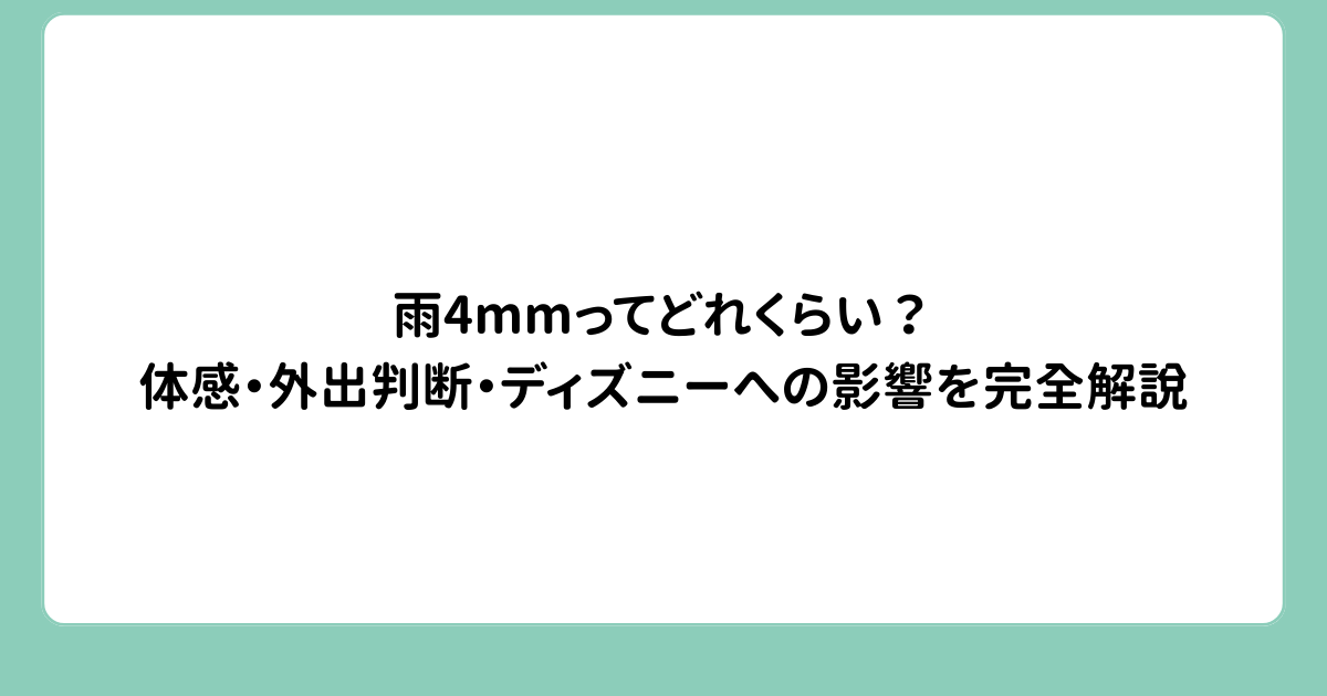 雨4mmってどれくらい？体感・外出判断・ディズニーへの影響を完全解説